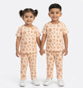 Peach waffle fabric half sleeve coord set
