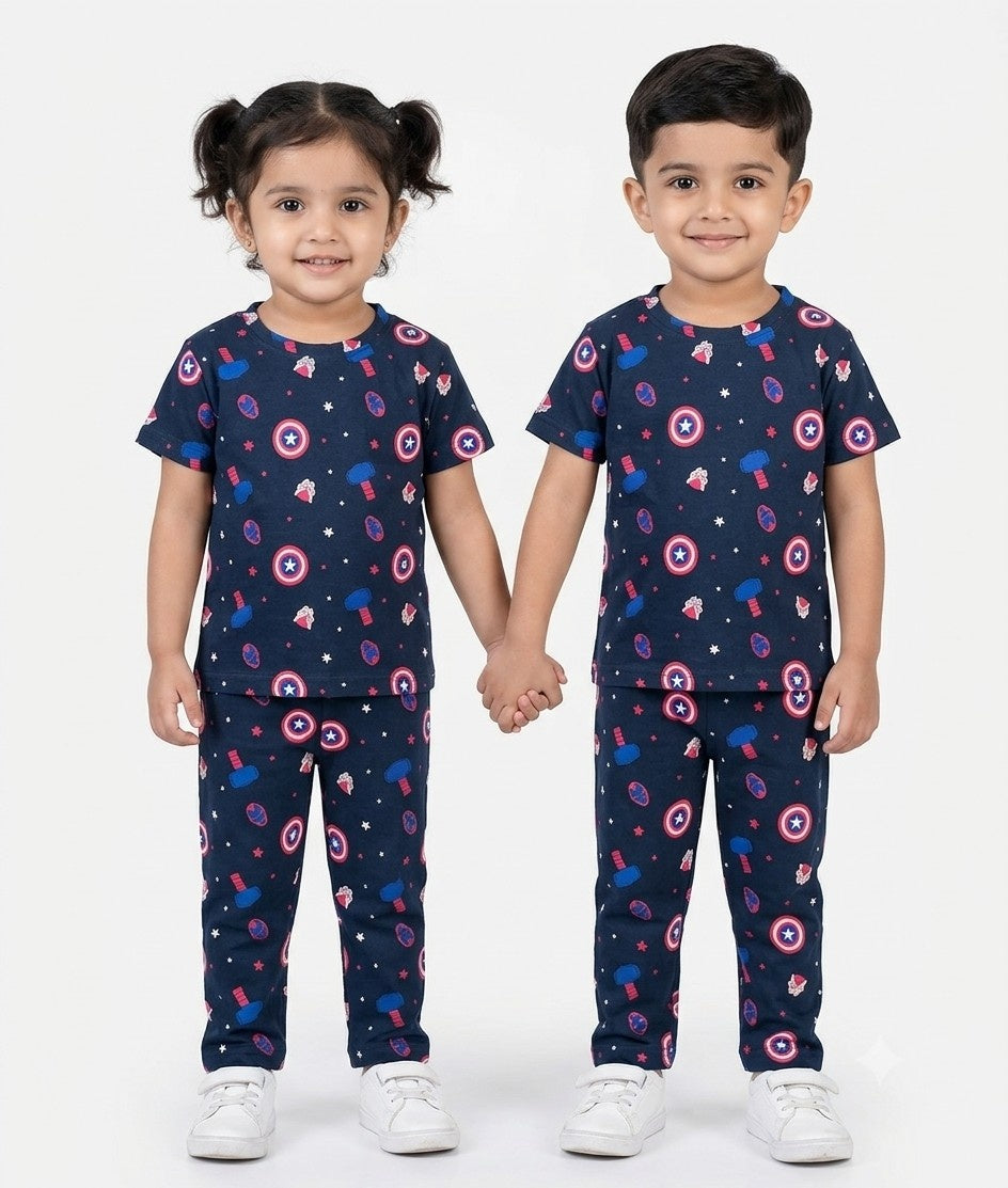 Navy captain america half sleeve coord set