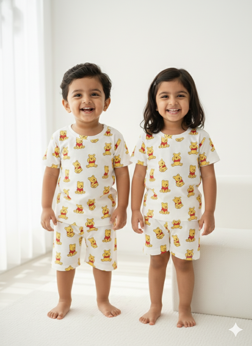 UNISEX TEDDY PRINT short set