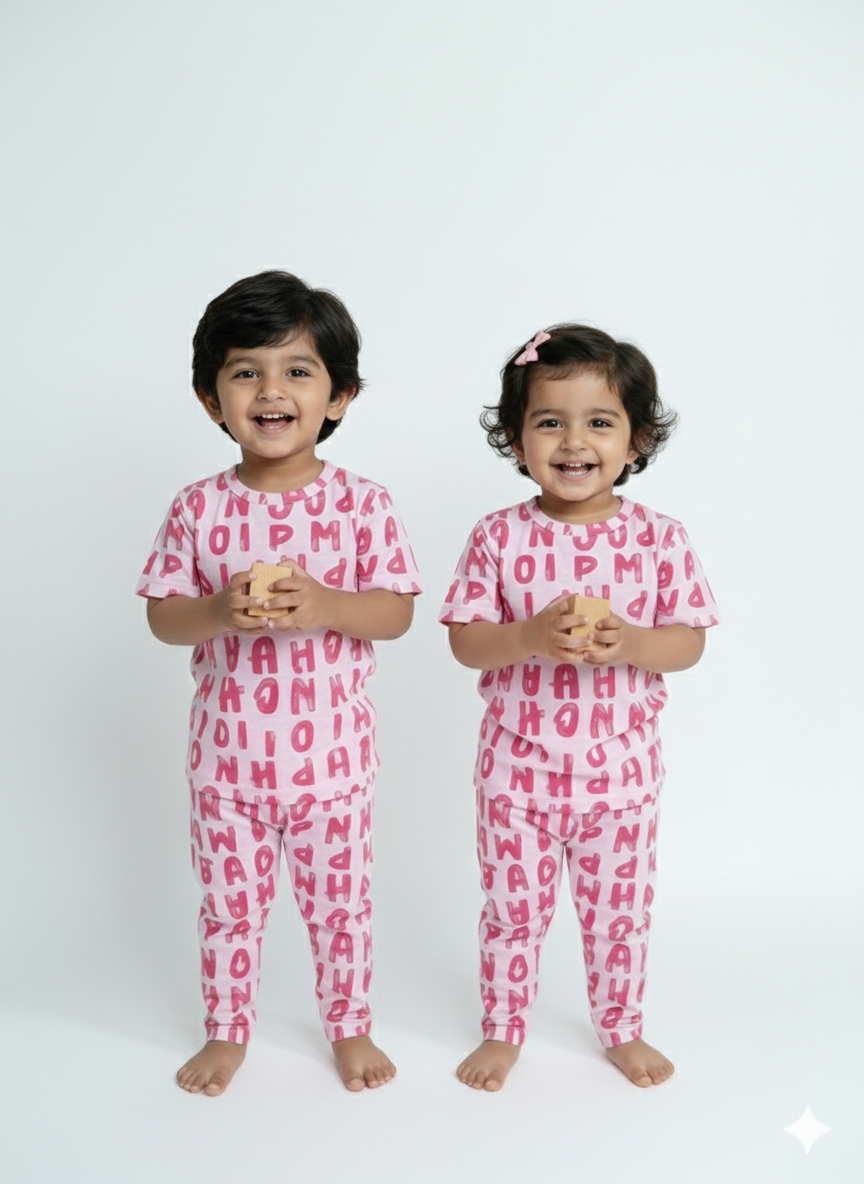 UNISEX PINK ALPHABET  Co-Ord set
