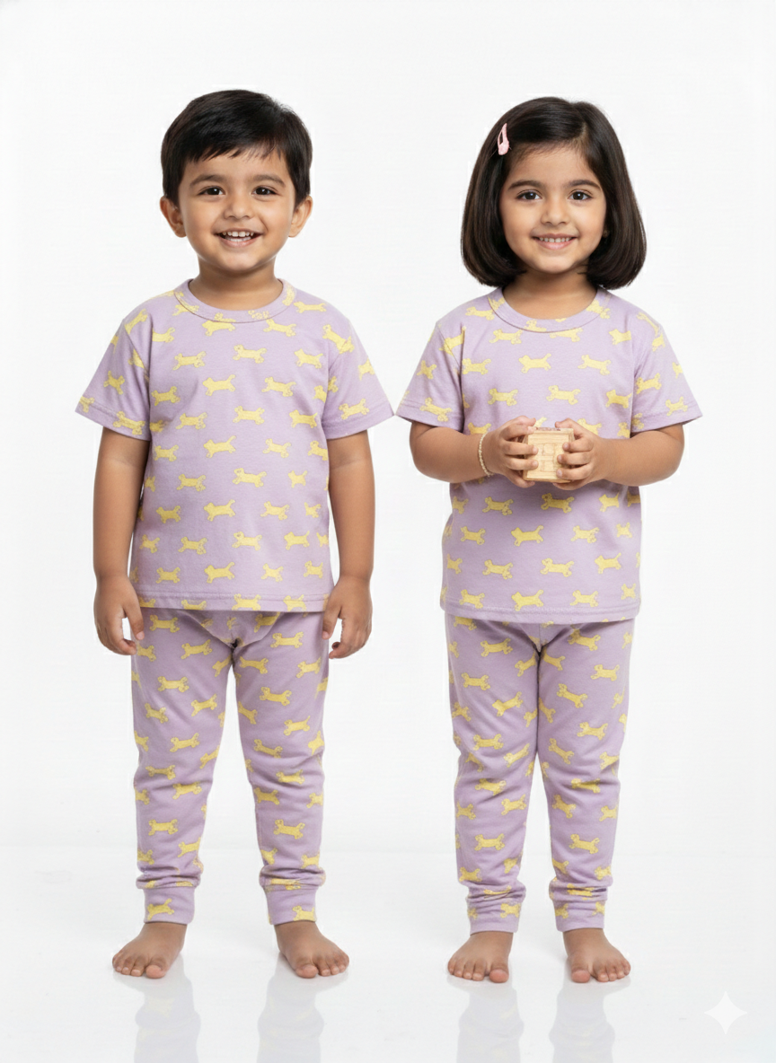 UNISEX Purple Yellow Cat Co-Ord set