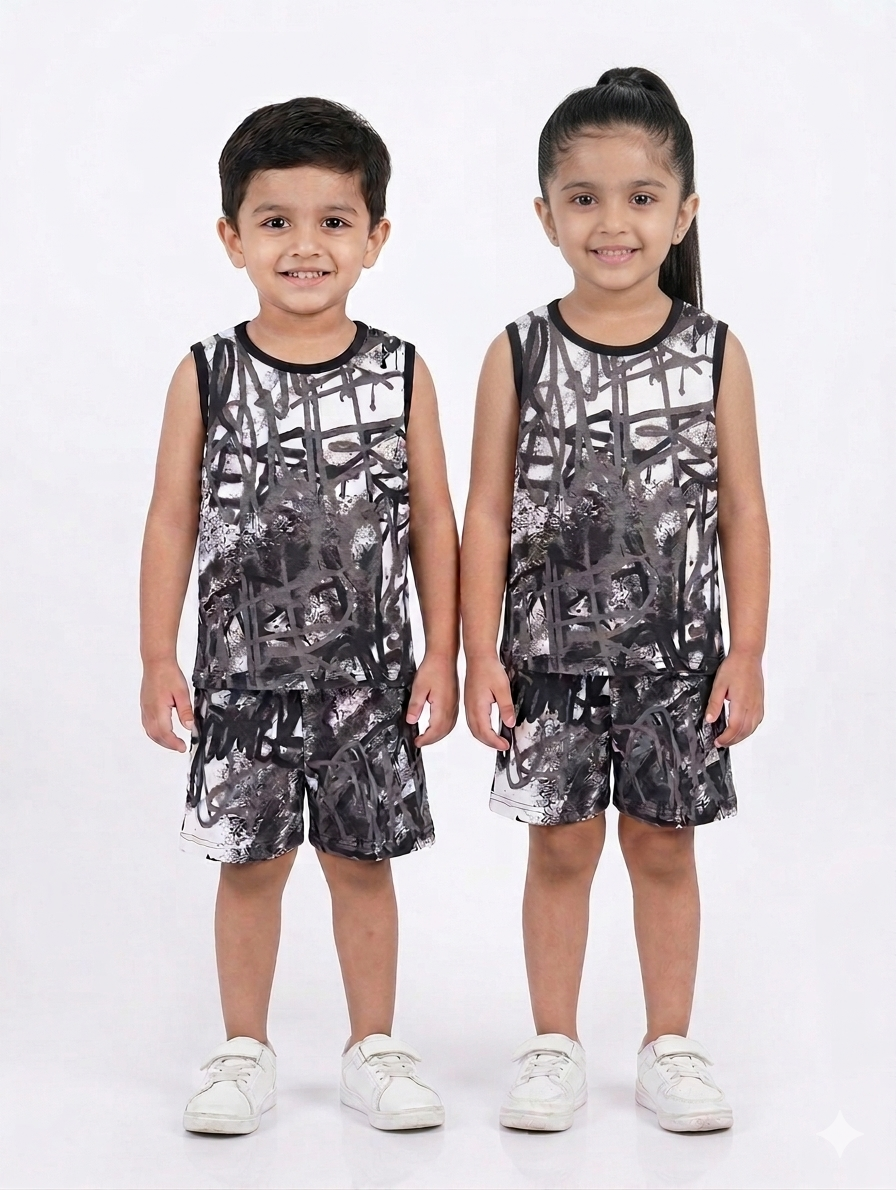 Carbon sketch Sleeveless short set