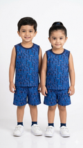 Electric blue block sleeveless short set