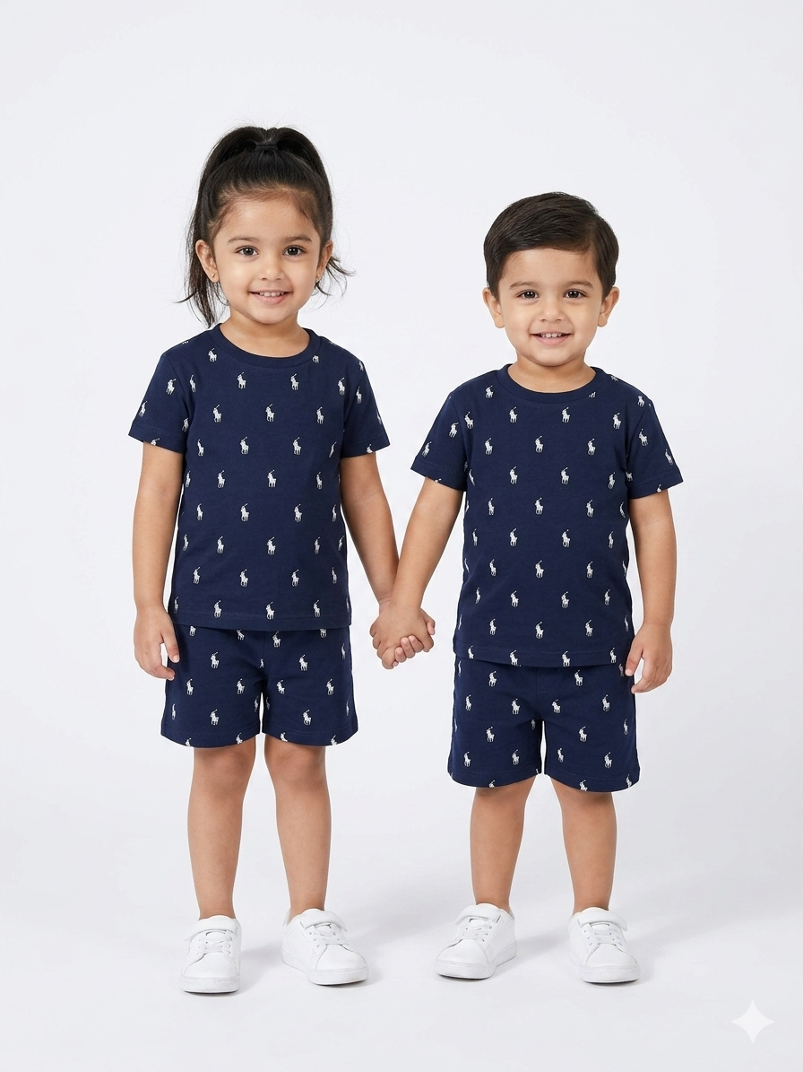 Navy Polo Sleeve short set