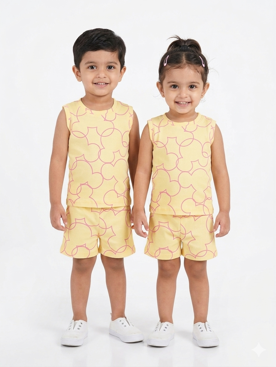 Mickey ribbed Sleeveless short set