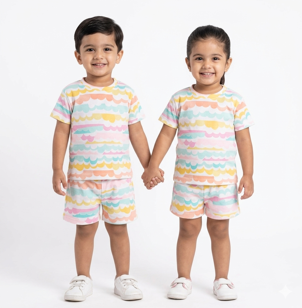 Candy Tidal Waves Sleeve short set