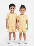 Mickey print ribbed sleeve short set