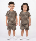 Monochrome checks  Sleeve short set