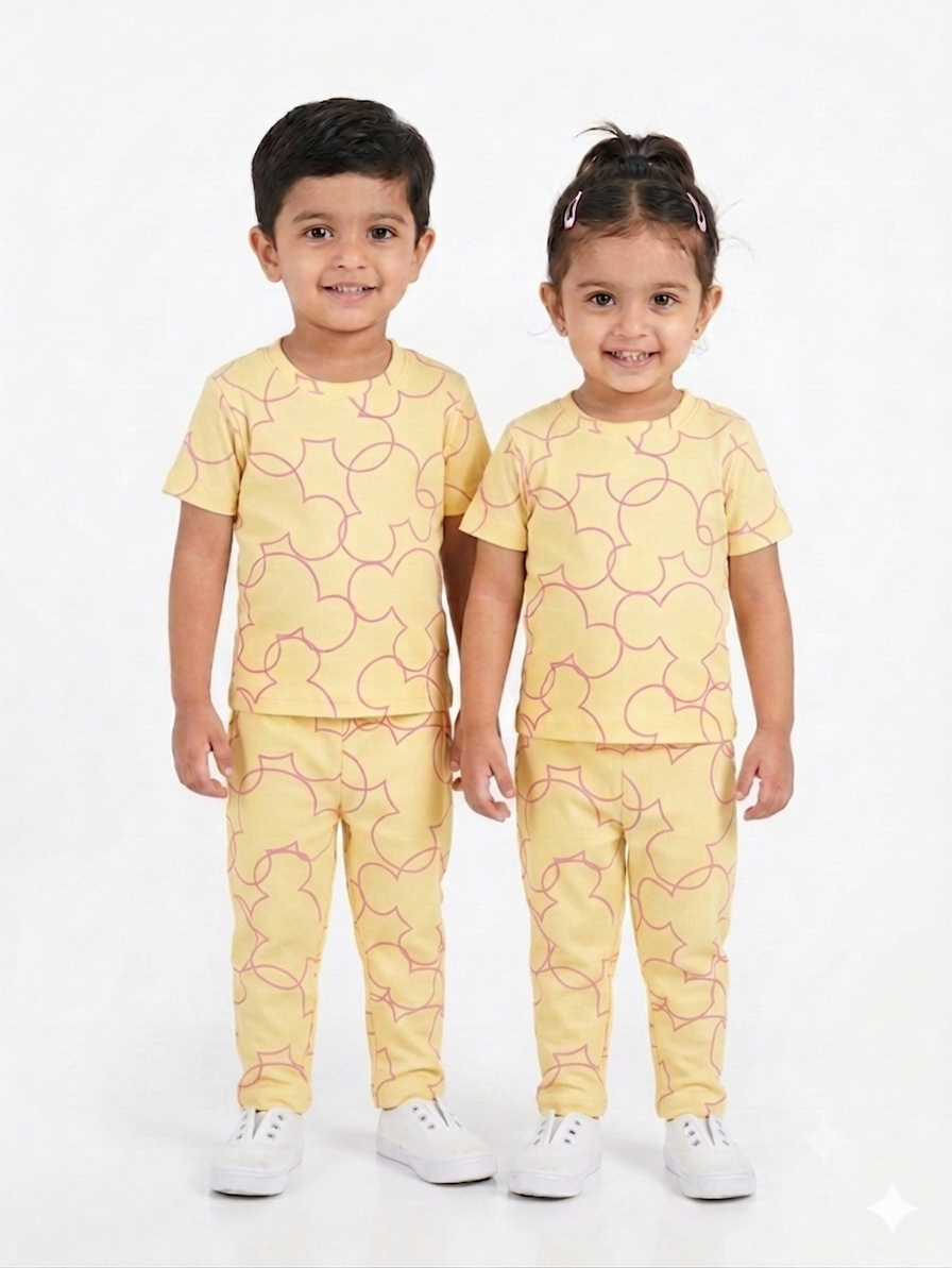 Mickey print ribbed Full coord set