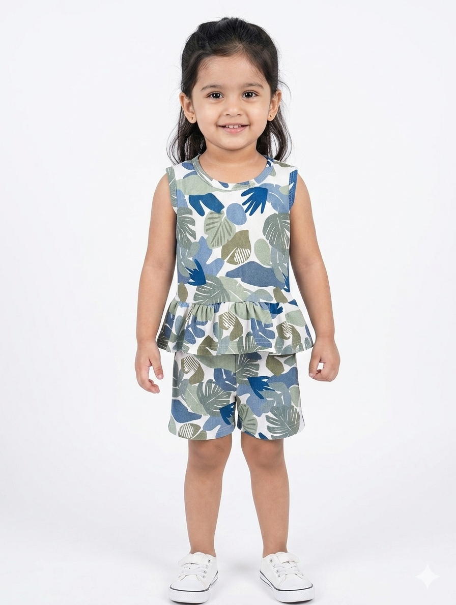 Abstract leaf peplum co-ordset