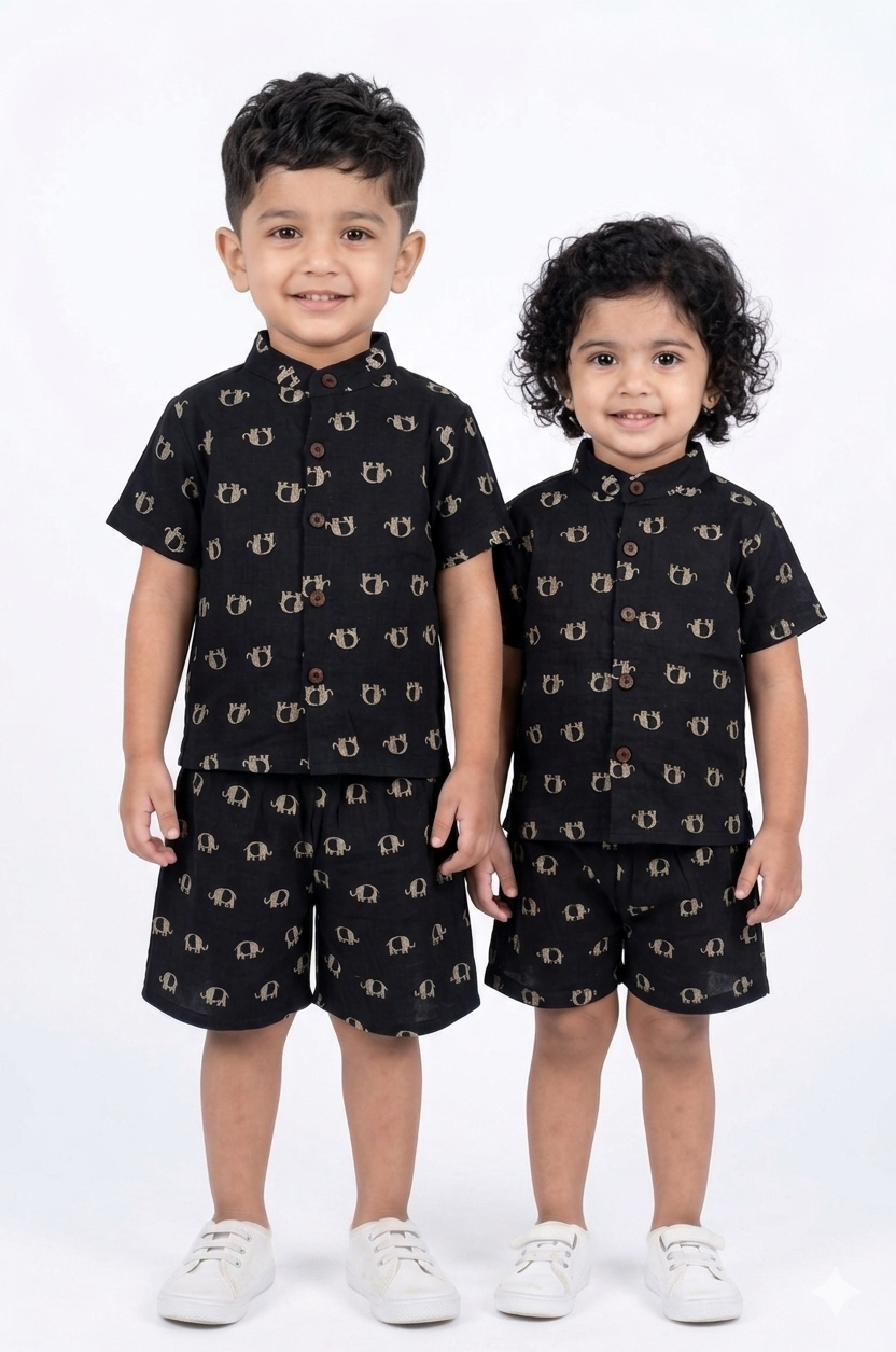 Elephant print muslin set
