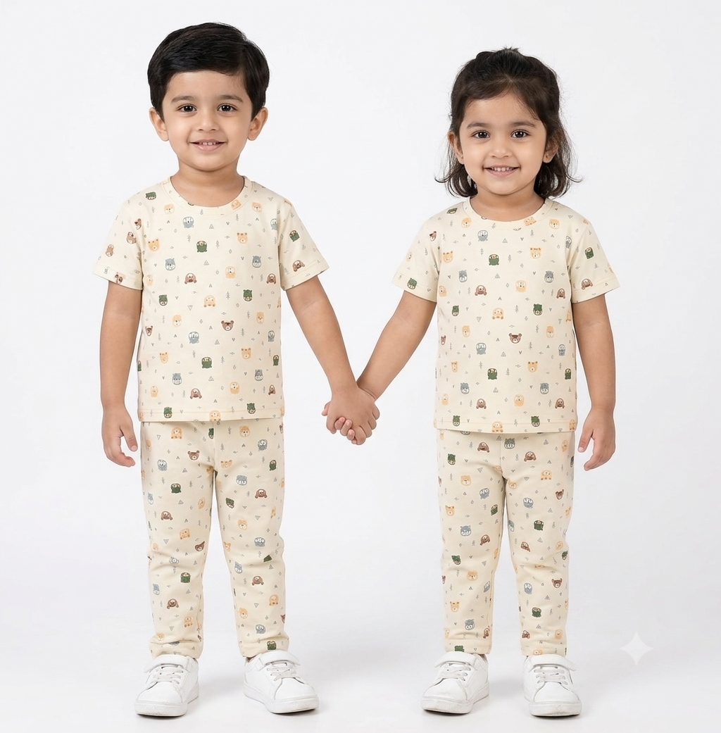Creamy Woodland animal print co-ord set