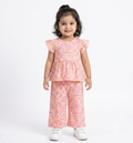 Peach Tropical peplum & Palazzo Set