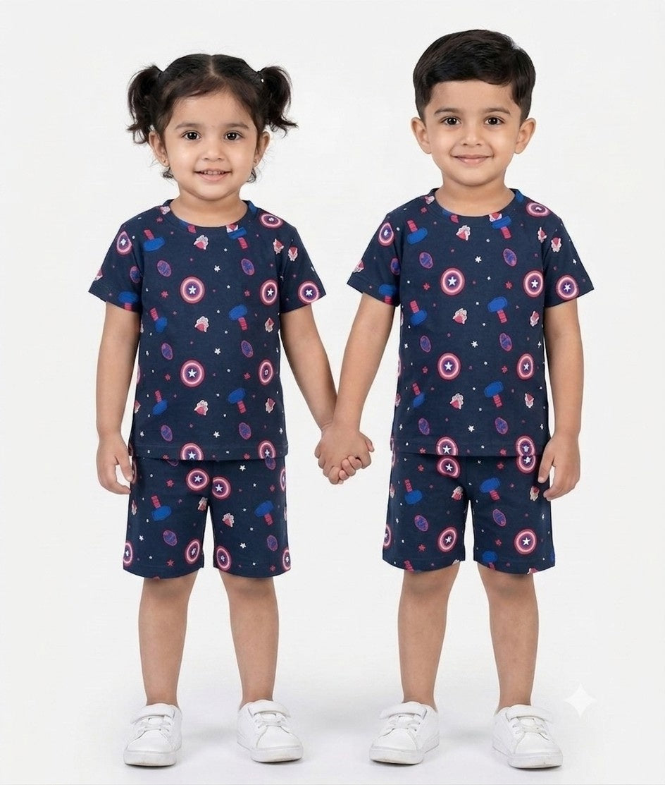 Navy captain america short set