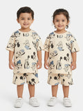 Beige Mickey&Donald goofy oversized cords