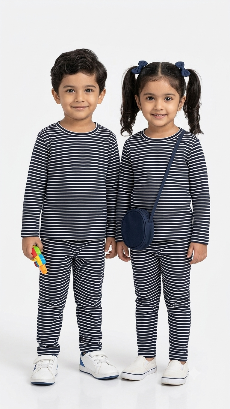 Navy blue stripes full sleeve co-ordset