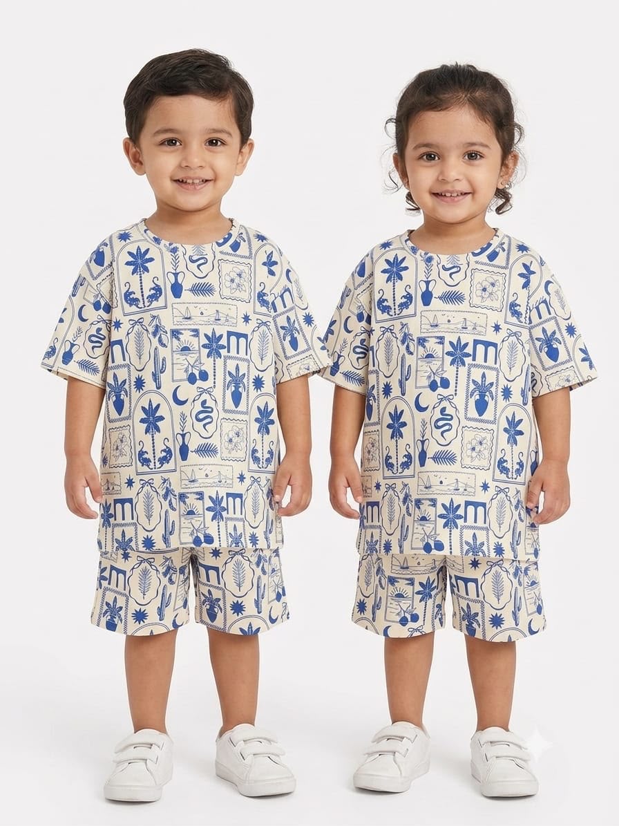 Indigo stamp print Oversized cords