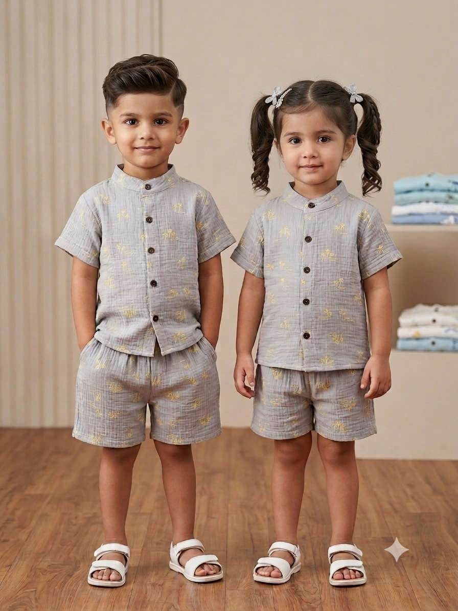 Printed palms Muslin Set