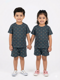Grey camera print sleeve short set