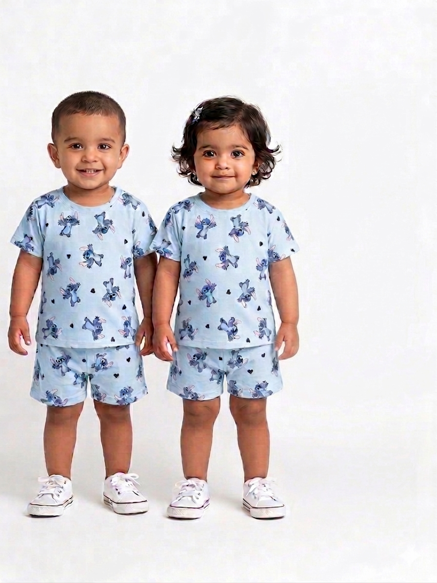 Blue Disney’s stitch sleeve short set