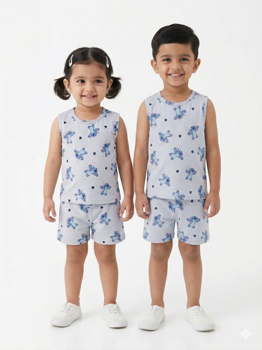 Blue Disney’s Stitch sleeveless short set