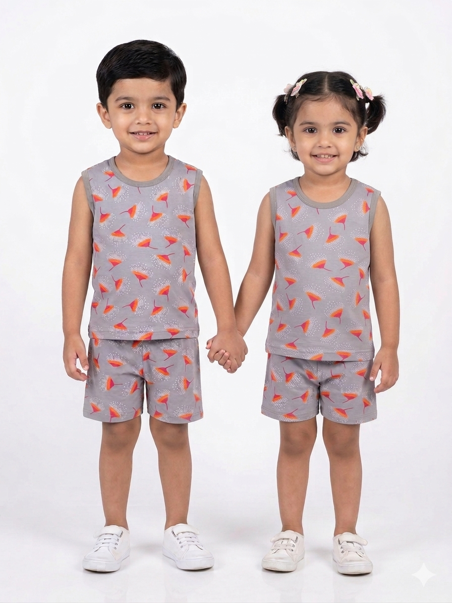 Grey fireflies wildflower sleeveless shorts