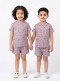Grey wildflower fireflies sleeve short set