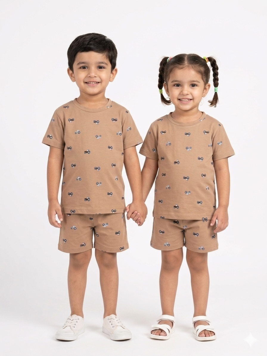 Boho brown sleeve short set