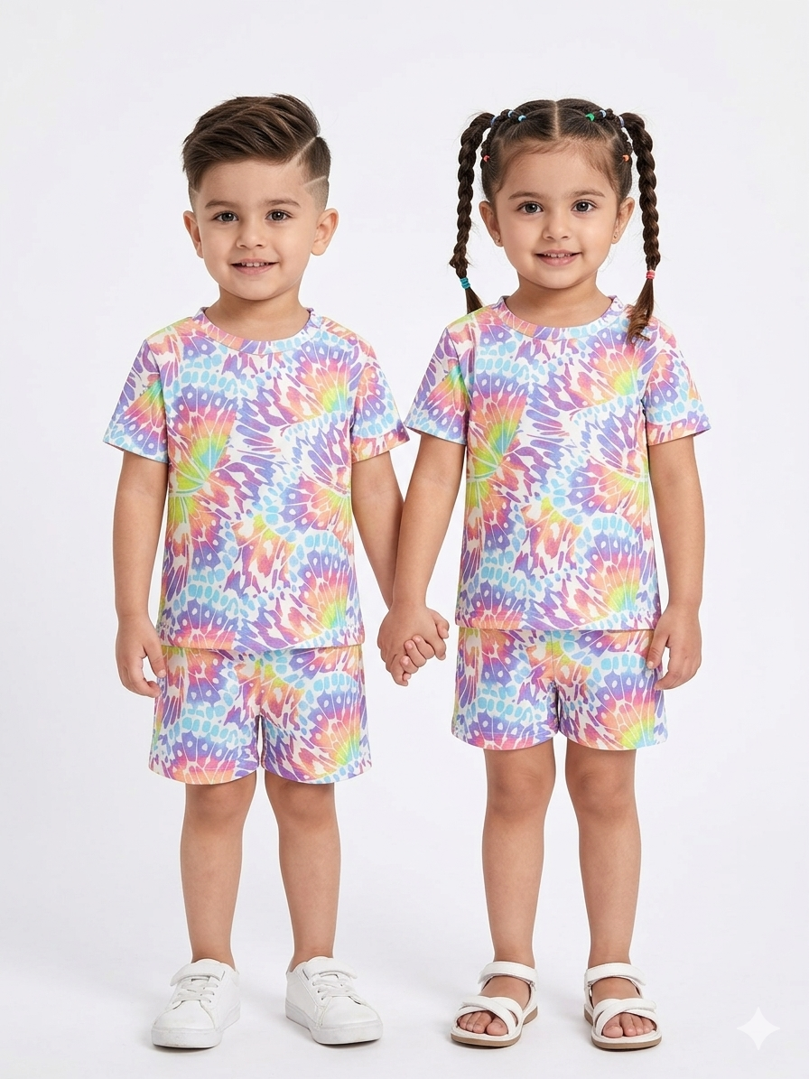 Unicorn color splash sleeve short set