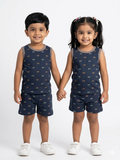 Grey camera print sleeveless short set