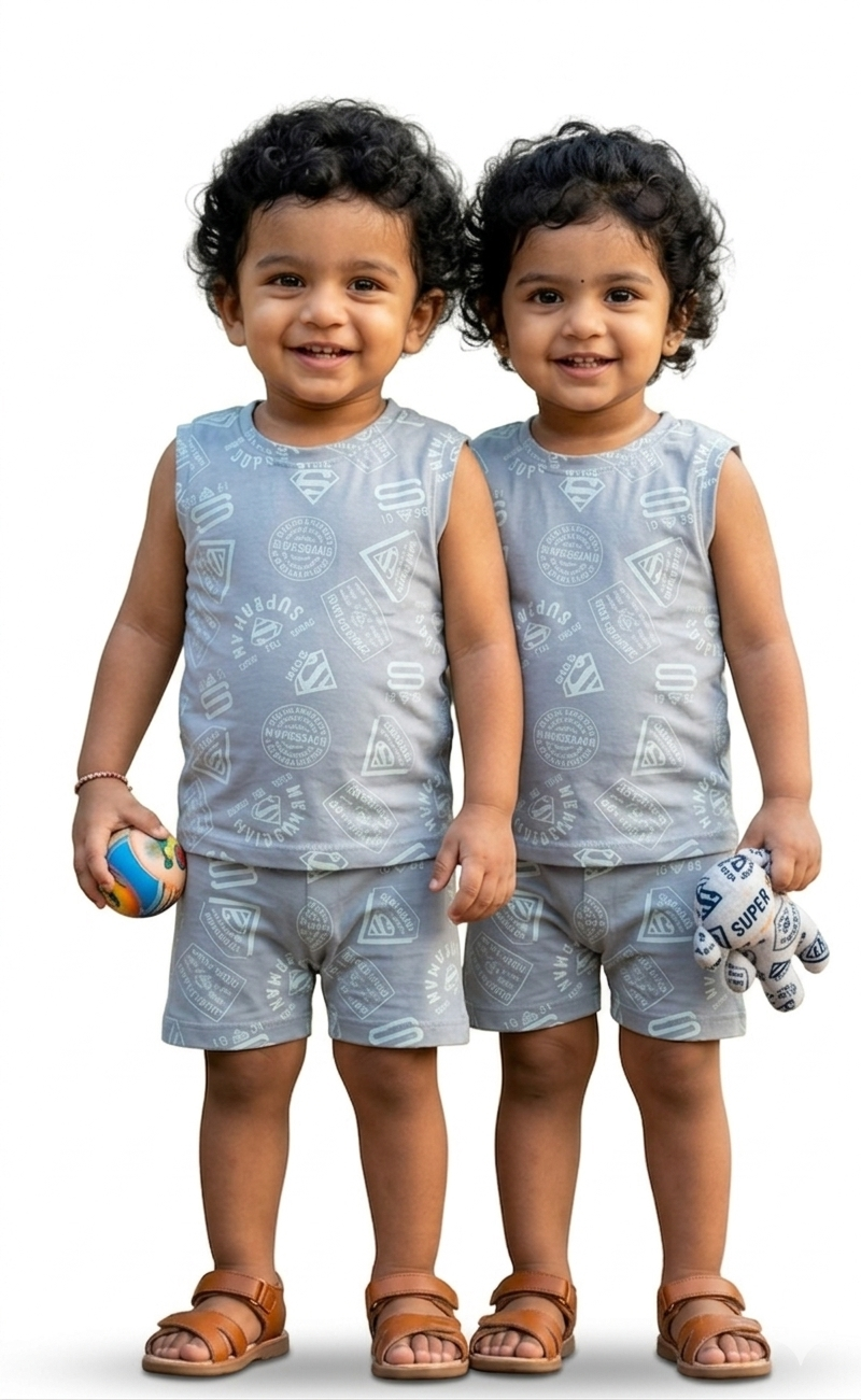 Super man sleeveless short set