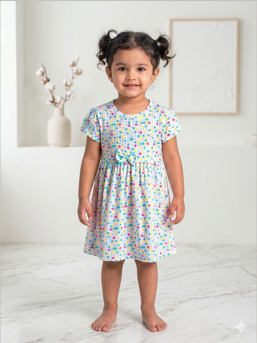 Confetti garden blue tiny bow frock