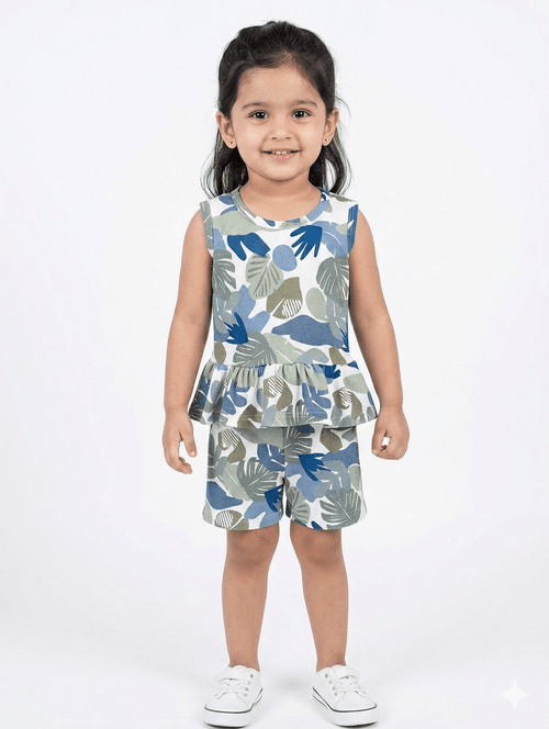 Abstract leaf peplum co-ordset - Lil'Simba Kids Clothing Store