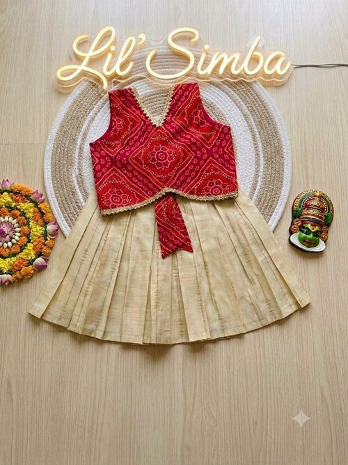 Anaya pink ethnic rich cotton zari skirt set - Lil'Simba Kids Clothing Store