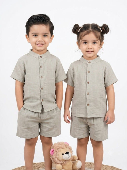 Beige Muslin set - Lil'Simba Kids Clothing Store