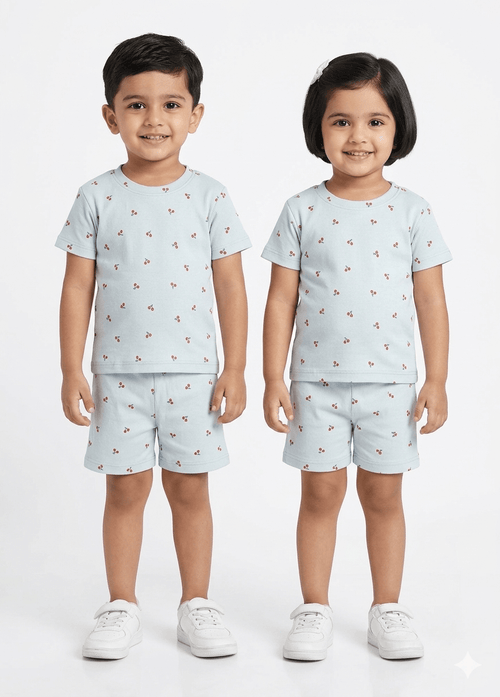 Cherry Ribbed Sleeve short set - Lil'Simba Kids Clothing Store