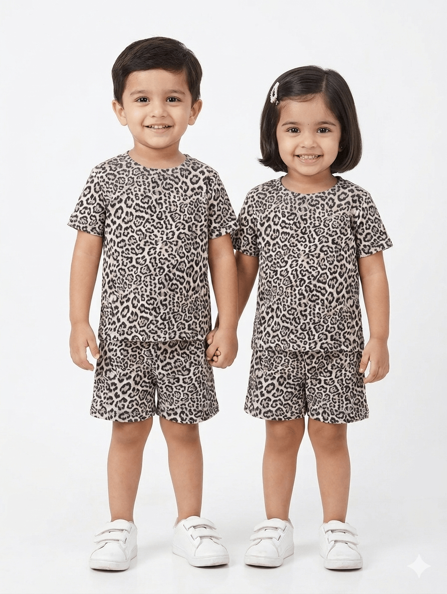 leopard Sleeve short set - Lil'Simba Kids Clothing Store