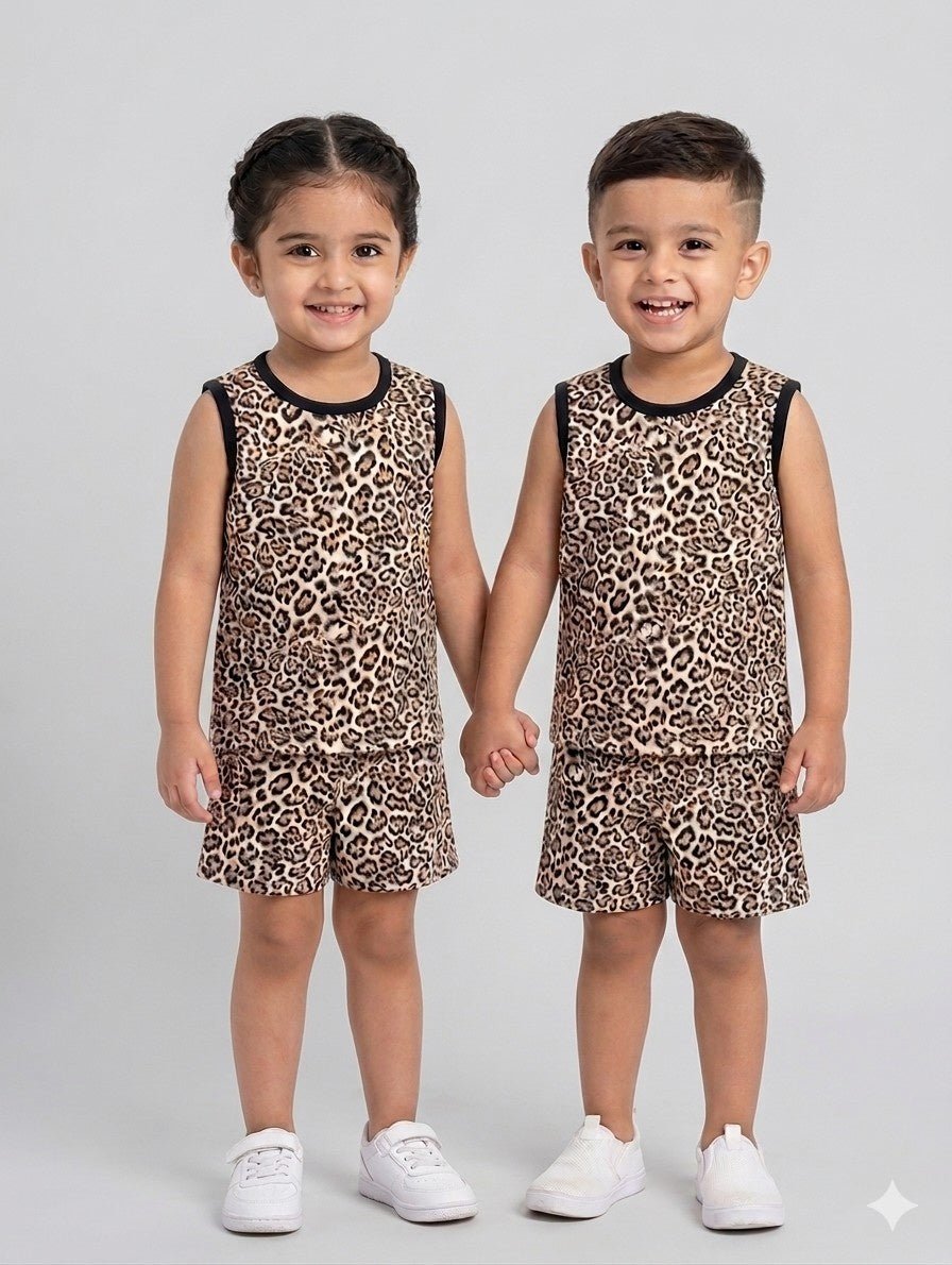 Spotlight leopard Sleeveless short set - Lil'Simba Kids Clothing Store