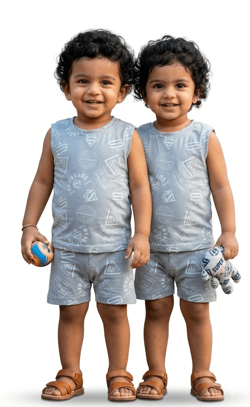 Super man sleeveless short set - Lil'Simba Kids Clothing Store