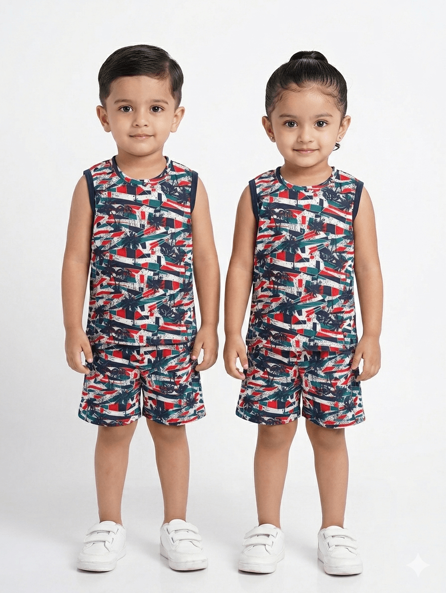 Twin palms Sleeveless short set - Lil'Simba Kids Clothing Store