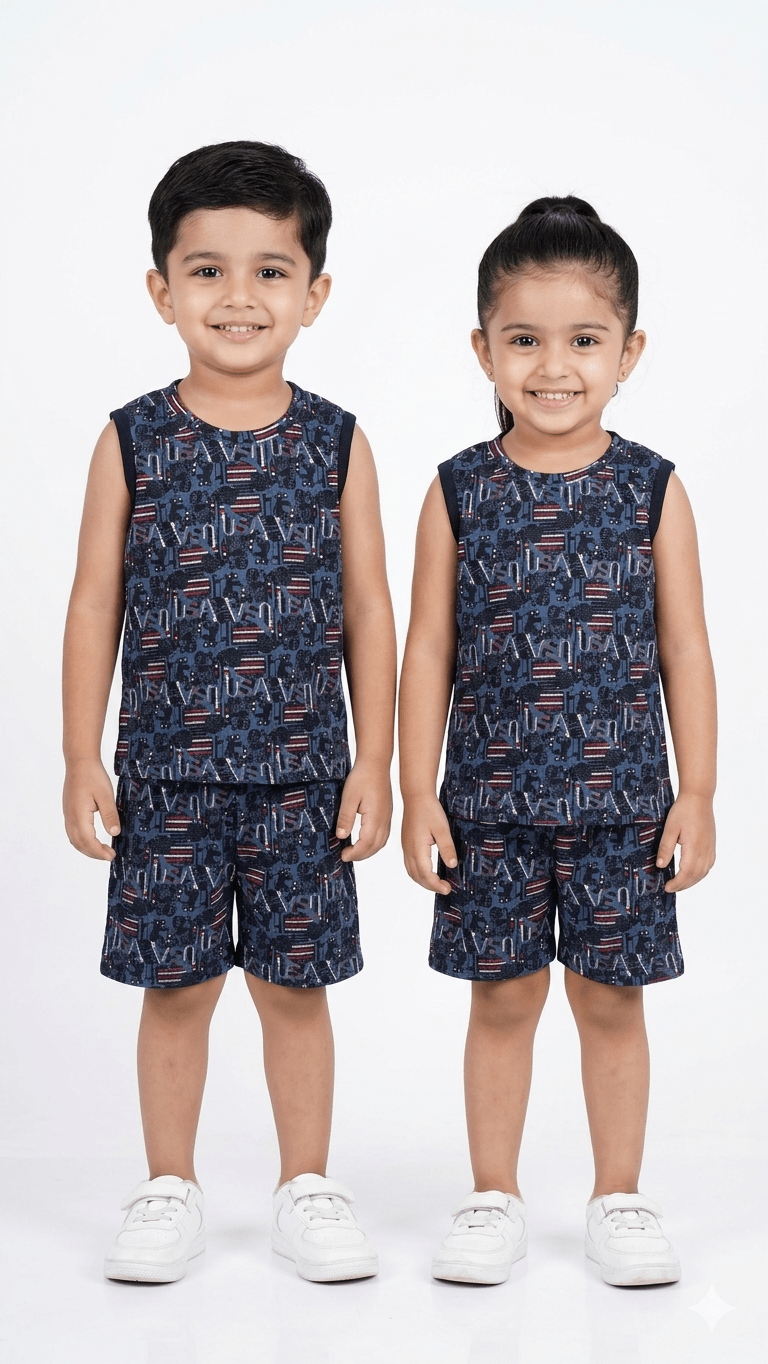 USA Urban script Sleeveless short set - Lil'Simba Kids Clothing Store